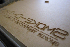 Polycarbonate insert after engraving thr back.