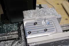 Clamp part of the bracket after machining, still in fixture.