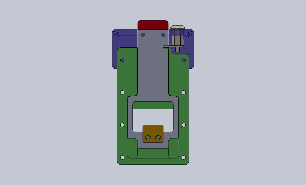 Case side of the latch/lock mechanism in CAD.